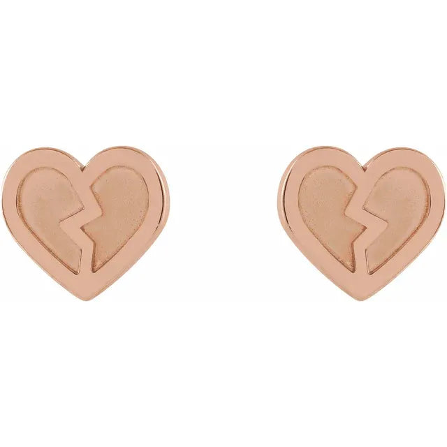 Rose gold broken heart earrings