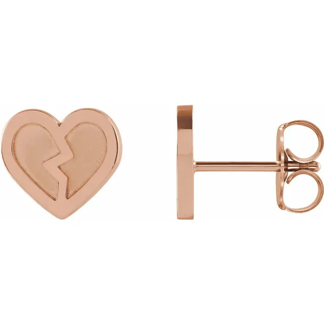 Rose gold broken heart earrings