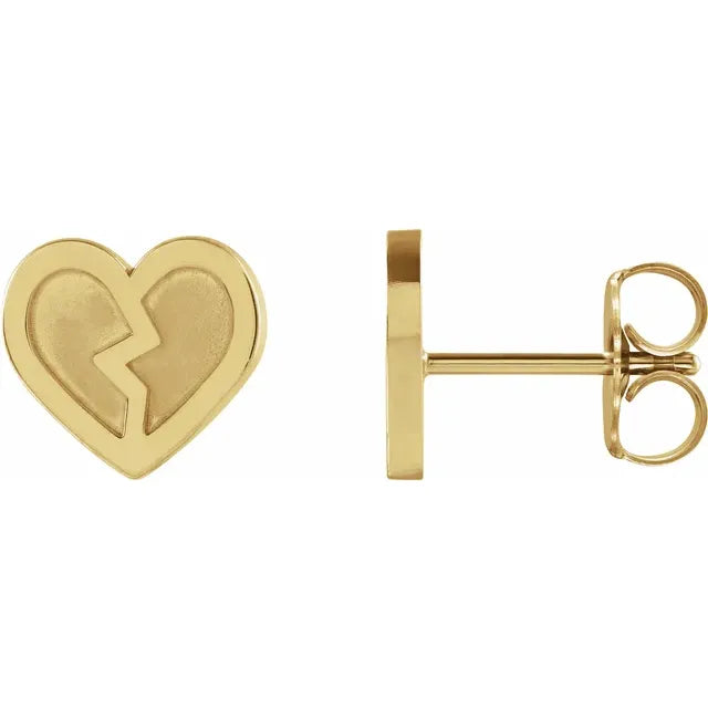 14K yellow gold broken heart earrings