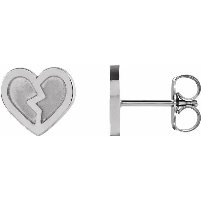Sterling silver broken heart earrings