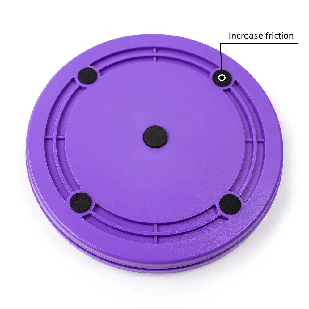 Purple circular object with black screws on a white background