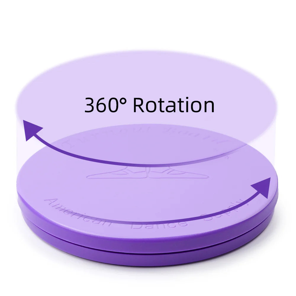 Purple disc with 360-degree rotation feature on a white background