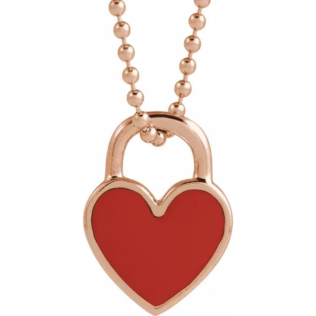 Enamel Heart 18'' Necklace