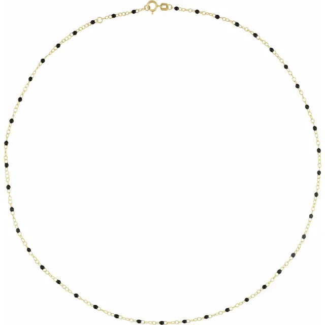 Enamel Bead Chain - 14K Yellow 2 mm Adjustable
