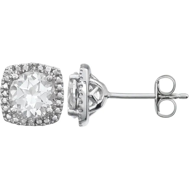 Sterling Silver and Natural Diamond Lab-Grown Birthstone Earrings