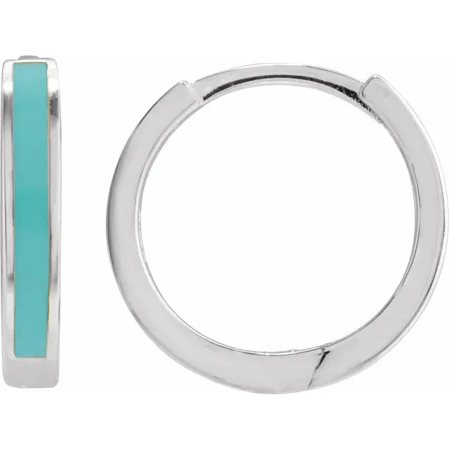 Enamel Hinged 12.1 mm Hoop Earrings