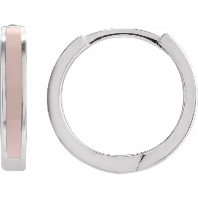 Enamel Hinged 12.1 mm Hoop Earrings