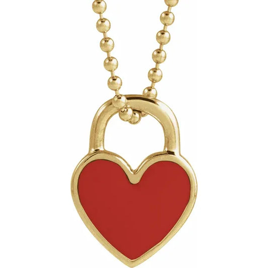Enamel Heart 18'' Necklace