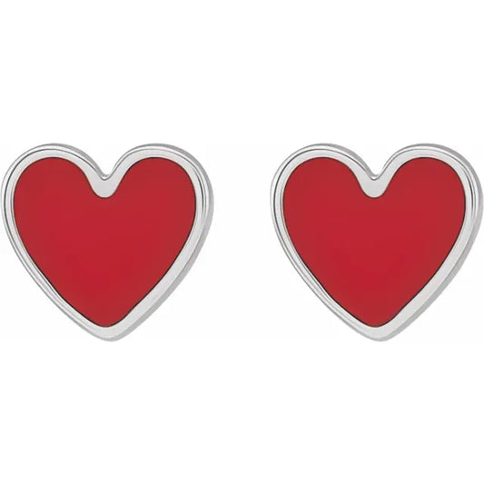 Enamel Heart Earrings