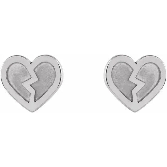 Sterling silver broken heart earrings