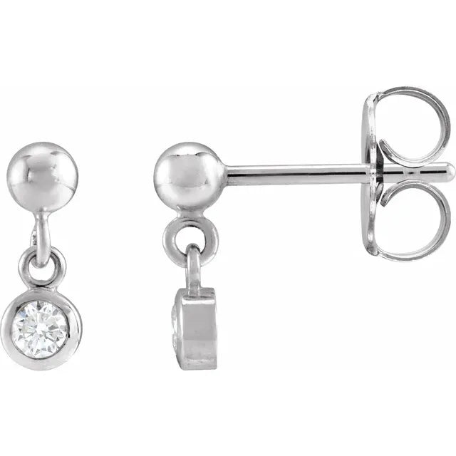 Bezel-Set Birthstone Earrings - 14K or Sterling Silver
