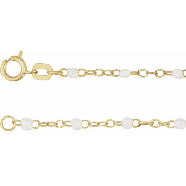 Enamel Bead Chain - 14K Yellow 2 mm Adjustable
