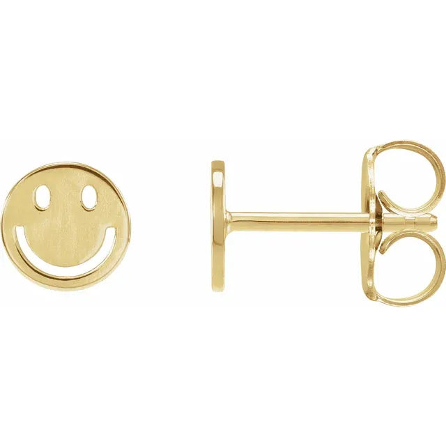 14K 6 mm Smiley Face Stud Earrings