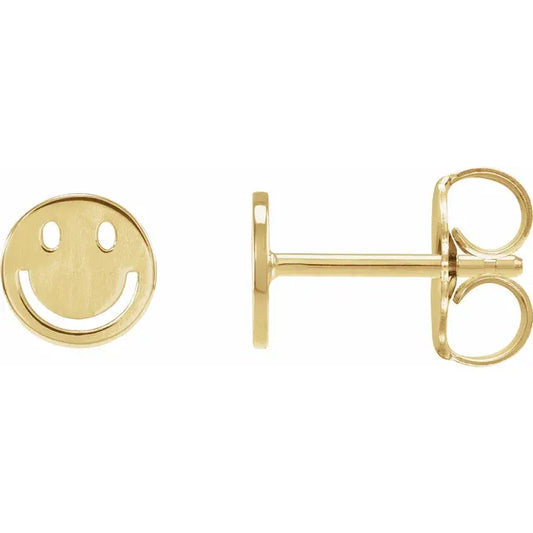 14K 6 mm Smiley Face Stud Earrings