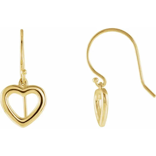 Dangly Heart Earrings 14k Or Sterling Silver