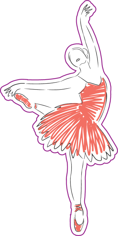 Illustration of a ballerina in a pink tutu on a white background