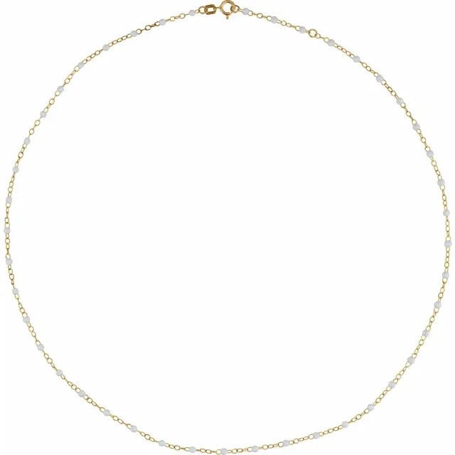 Enamel Bead Chain - 14K Yellow 2 mm Adjustable