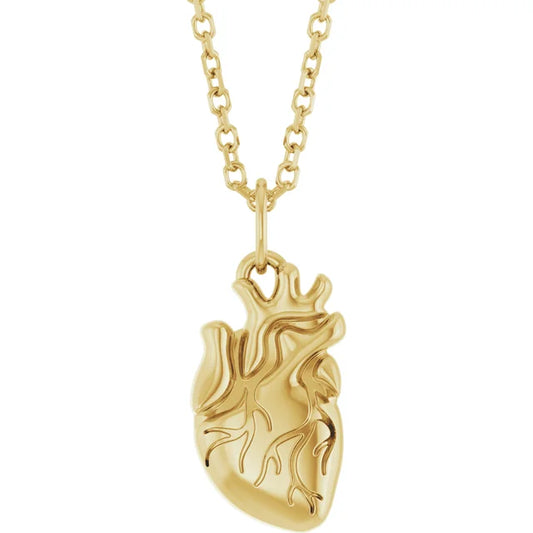 Anatomical Heart 16-18" Necklace (14k Or Sterling Silver)