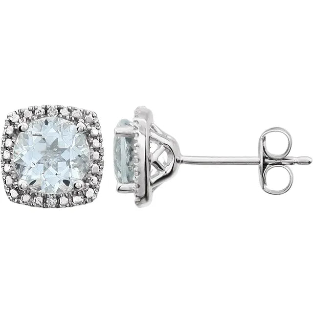 Sterling Silver and Natural Diamond Lab-Grown Birthstone Earrings