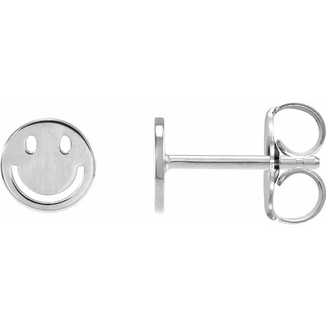 14K 6 mm Smiley Face Stud Earrings