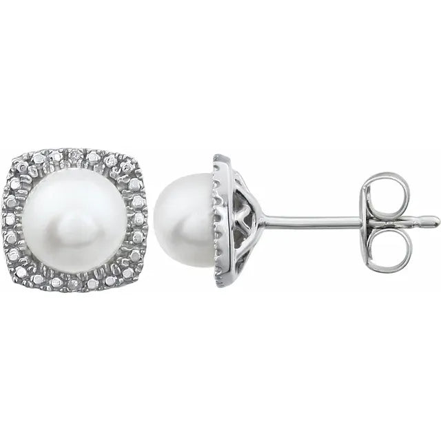 Sterling Silver and Natural Diamond Lab-Grown Birthstone Earrings