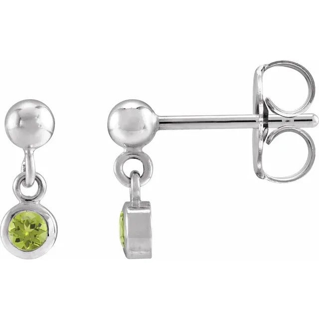 Bezel-Set Birthstone Earrings - 14K or Sterling Silver
