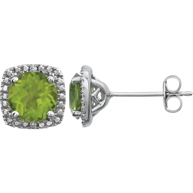 Sterling Silver and Natural Diamond Lab-Grown Birthstone Earrings