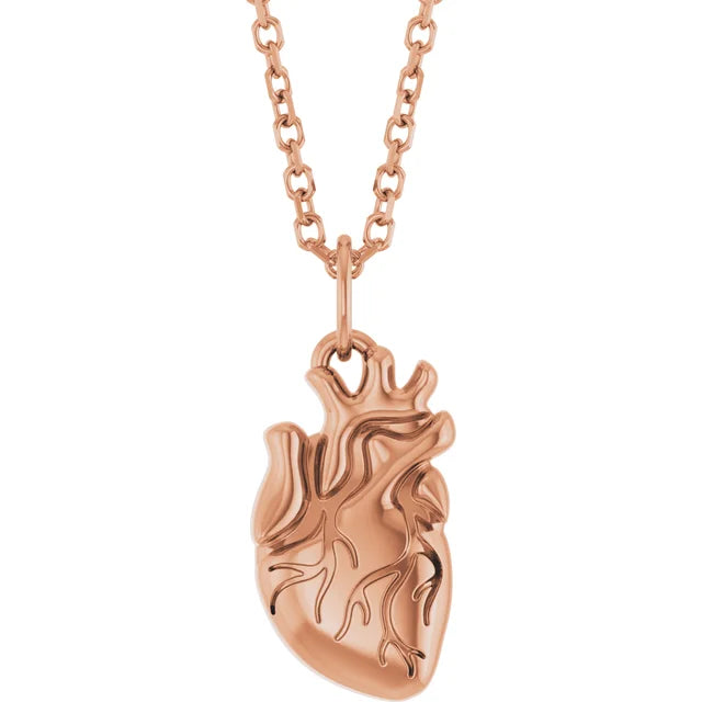 Anatomical Heart 16-18" Necklace (14k Or Sterling Silver)