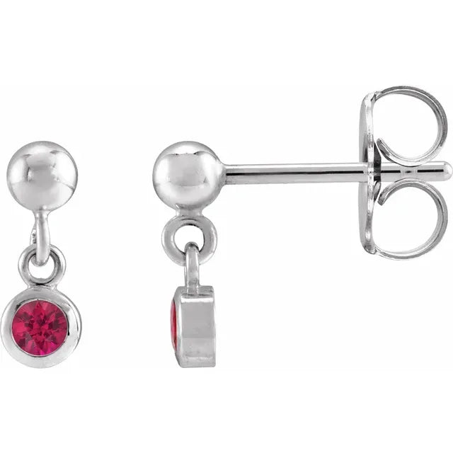 Bezel-Set Birthstone Earrings - 14K or Sterling Silver