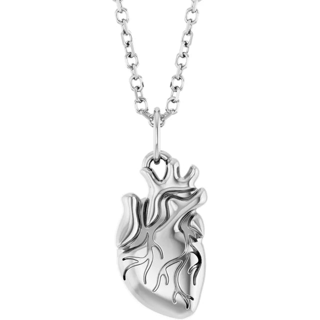 Anatomical Heart 16-18" Necklace (14k Or Sterling Silver)