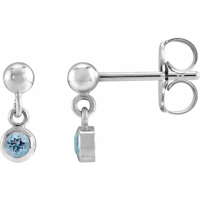 Bezel-Set Birthstone Earrings - 14K or Sterling Silver