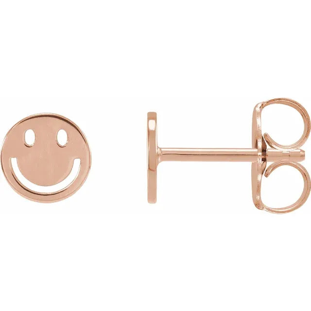 14K 6 mm Smiley Face Stud Earrings