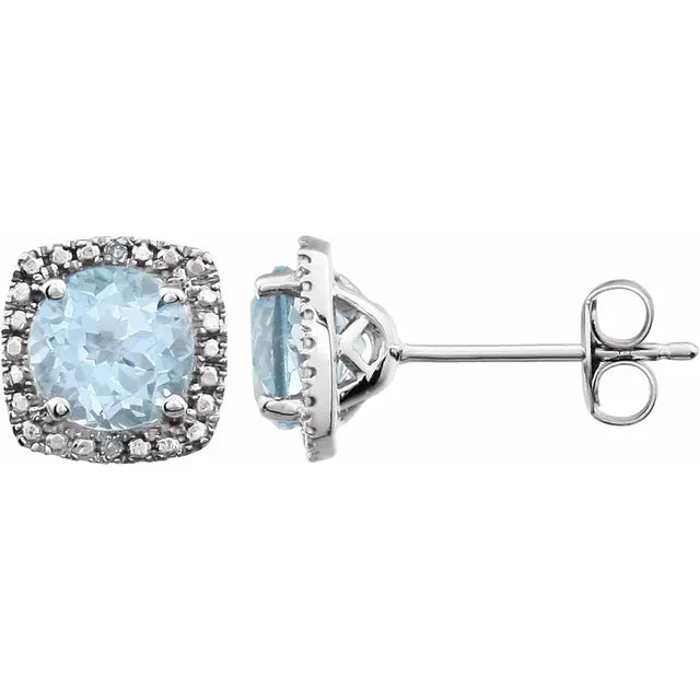 Sterling Silver and Natural Diamond Lab-Grown Birthstone Earrings