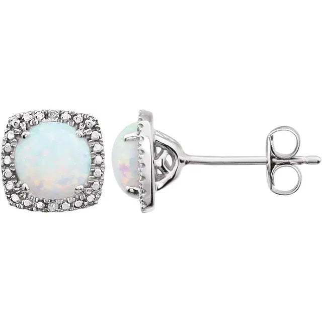 Sterling Silver and Natural Diamond Lab-Grown Birthstone Earrings