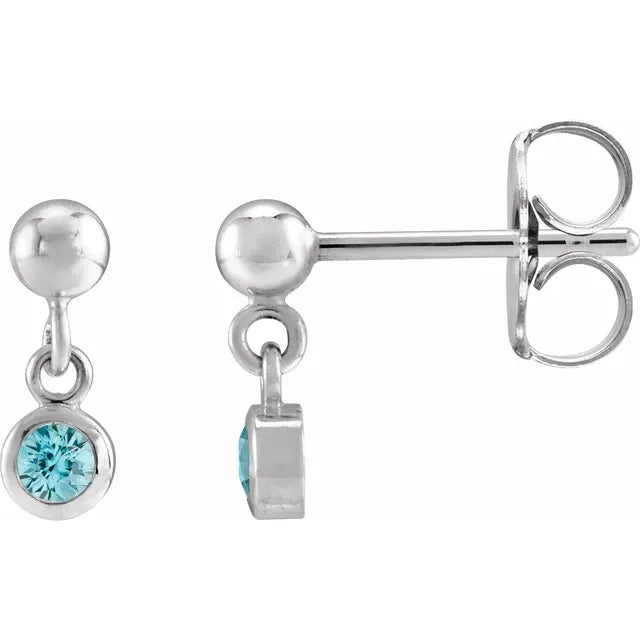 Bezel-Set Birthstone Earrings - 14K or Sterling Silver